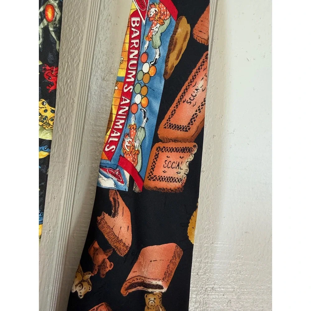Lot of 3 Vintage Novelty Ties Nicole Miller Nabisco Frogs School Bus Silk Retro - Picture 3 of 9